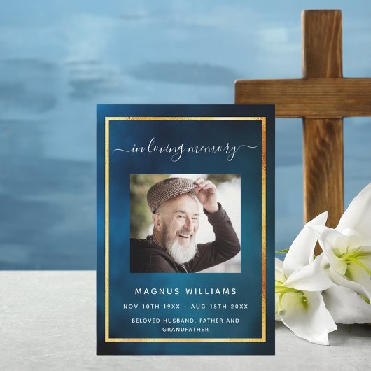 Invitation Célébration funéraire de la vie bleu ciel programm