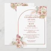 Invitation Célébration funéraire de la vie Fleurs d'herbe de  (Devant / Derrière)