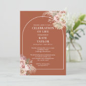 Invitation Célébration funéraire de la vie Floral Pampas Herb (Debout devant)