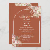 Invitation Célébration funéraire de la vie Floral Pampas Herb (Devant / Derrière)