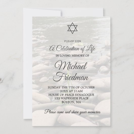 Invitation Célébration funéraire de la vie juive (Dos)