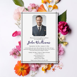 Invitation Célébration funéraire de la vie Mémorial Photo mod