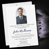 Invitation Célébration funéraire de la vie Photo commémorativ