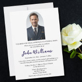 Invitation Célébration funéraire de la vie Photo commémorativ