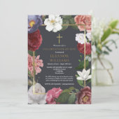 Invitation Célébration funéraire de la vie Rose Florale (Debout devant)