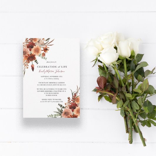 Invitation Célébration funéraire de la vie Terracotta Invitat