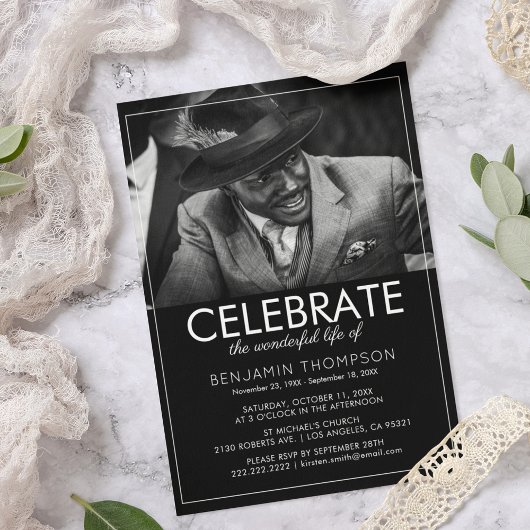 Invitation Célébration Funéraire Moderne de la Vie