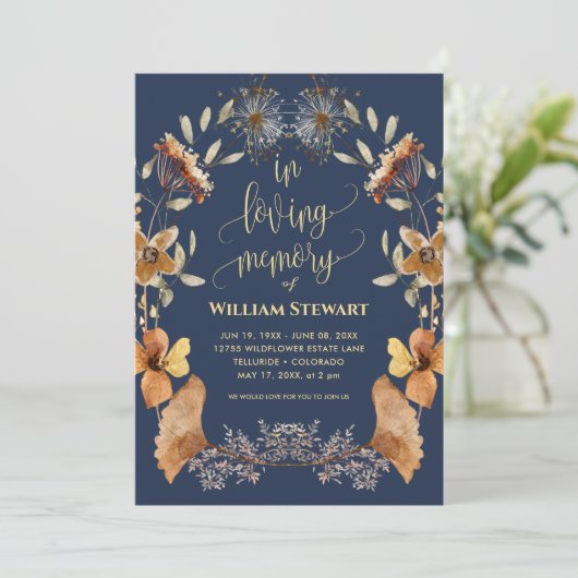 Invitation Célébration funéraire moderne de la vie Boho Marin (Debout devant)