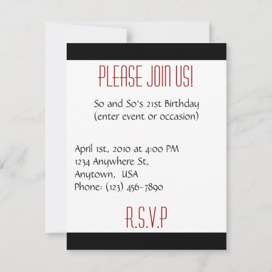 Invitation Célébration ! Gâteau de la Forêt-Noire (Dos)