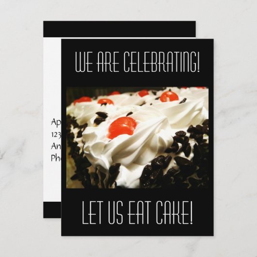 Invitation Célébration ! Gâteau de la Forêt-Noire (Devant / Derrière)