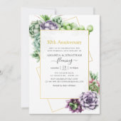 Invitation Célébration géométrique succulente du 50e annivers (Devant)