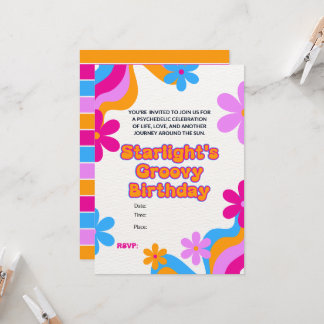 Invitation Célébration Groovy Hippie Amour Paix et Amour