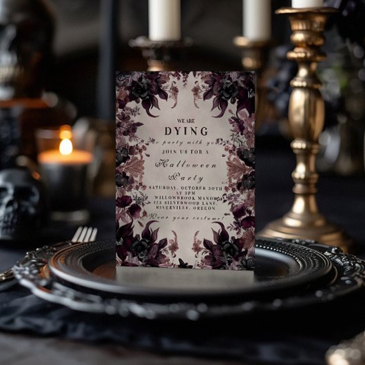 Invitation Célébration Halloween gothique violet foncé
