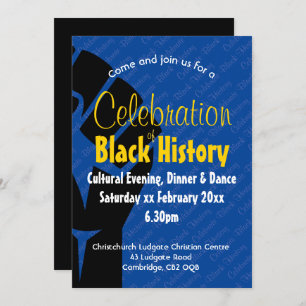 Invitation CÉLÉBRATION HISTOIRE NOIRE Personnalisé BHM Bleu