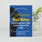 Invitation CÉLÉBRATION HISTOIRE NOIRE Personnalisée BHM Bleu (Debout devant)