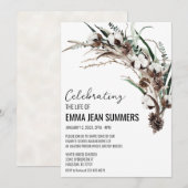 Invitation Célébration hivernale de la vie, verdure de coton (Devant / Derrière)