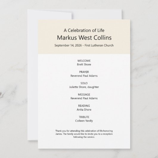 Invitation Célébration imprimable de la vie Photo complète (Dos)