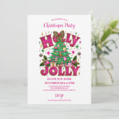 Invitation Célebration joyeuse de Holly avec un nœud léopard (Debout devant)