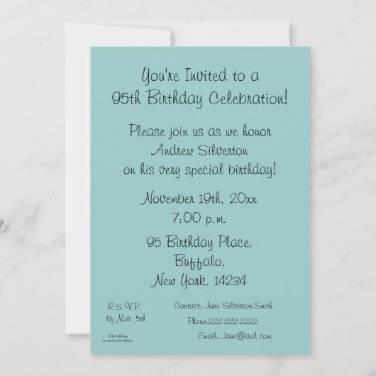 Invitation Célébration-Lakeview mémorable de 95 (Dos)