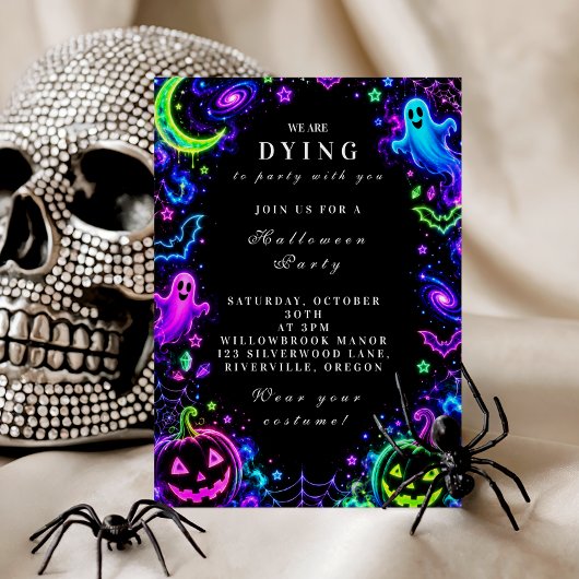 Invitation Célébration luxueuse d'Halloween néon