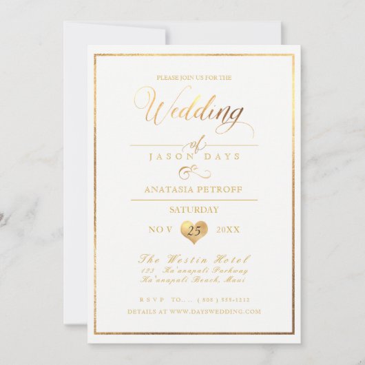 Invitation Célébration Marbre/Or/Mariage de PixDezines (Devant)