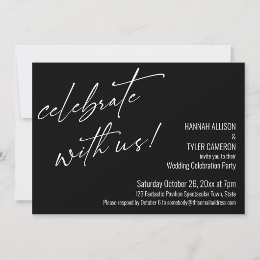 Invitation Célébration Mariage Moderne Noir (Devant)