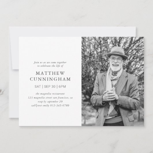 Invitation Célébration Mémorial De La Vie Moderne Simple (Devant)