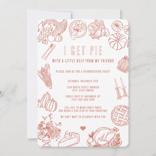 Invitation Célèbration mignonne et décontractée du dîner de l (Devant)