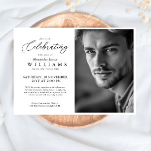 Invitation Célébration minimale de la vie Photo Funérailles c