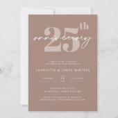 Invitation Célébration minimaliste de 25 ans de mariage beige (Devant)