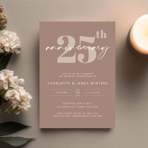 Invitation Célébration minimaliste de 25 ans de mariage beige