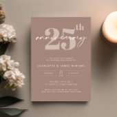 Invitation Célébration minimaliste de 25 ans de mariage beige