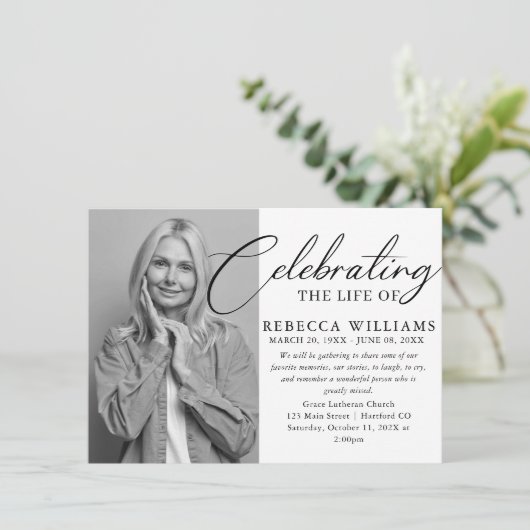 Invitation Célébration minime des funérailles de la vie (Debout devant)