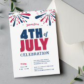 Invitation Célébration moderne 4 juillet rouge blanc et bleu