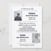 Invitation Célébration moderne Blue Black Life Double Mémoria (Devant)