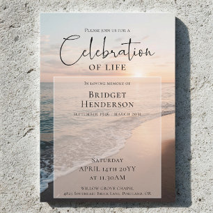 Invitation Célébration Moderne de la Vie en Mémoire sur l'Océ