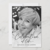 Invitation Célébration moderne de la vie en noir blanc (Devant)