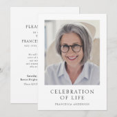 Invitation Célébration moderne de la vie Photo Funérailles co (Devant / Derrière)
