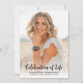 Invitation Célébration moderne de la vie Simple Photo Funérai (Devant)