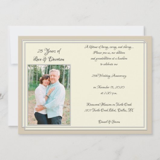 Invitation Célébration moderne du 25e anniversaire (Devant)