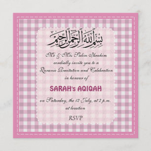 Invitation Célébration musulmane d'Aqiqah de rose de bébé