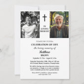 Invitation Celebration Of Life 2 Photos Funeral White (Devant)