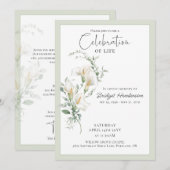 Invitation Celebration of Life Calla Lily Funeral Memorial (Devant / Derrière)