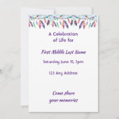Invitation Celebration of Life Feathers Boho Tribal Native (Devant)