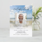 Invitation Celebration of Life Funeral Beach Photo (Debout devant)
