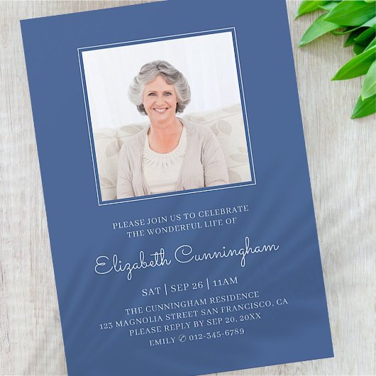 Invitation Celebration of Life Funeral Memorial Classic Photo
