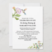Invitation Celebration Of Life Hummingbirds Floral Photo (Dos)