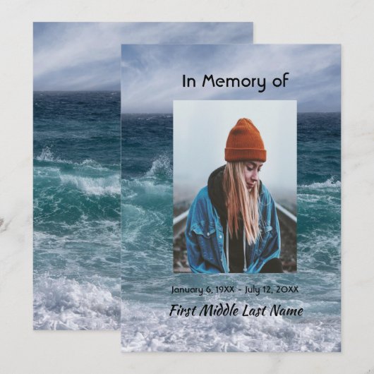 Invitation Celebration of Life Invite Ocean Sea Beach (Devant / Derrière)