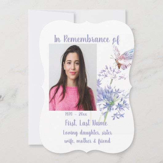 Invitation Celebration of Life Memorial  Watercolor Butterfly (Devant)