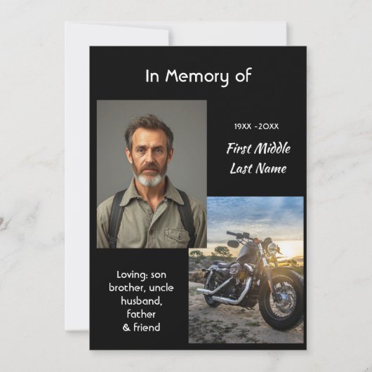 Invitation Celebration of Life Motorcycle Biker Chopper (Devant)
